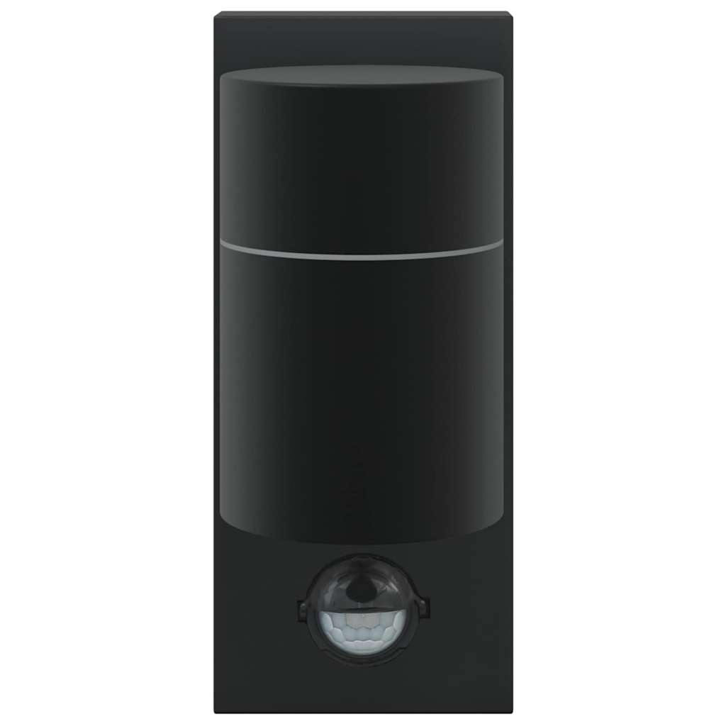 vidaXL Outdoor Wall Light with Sensor Black Stainless Steel IP44