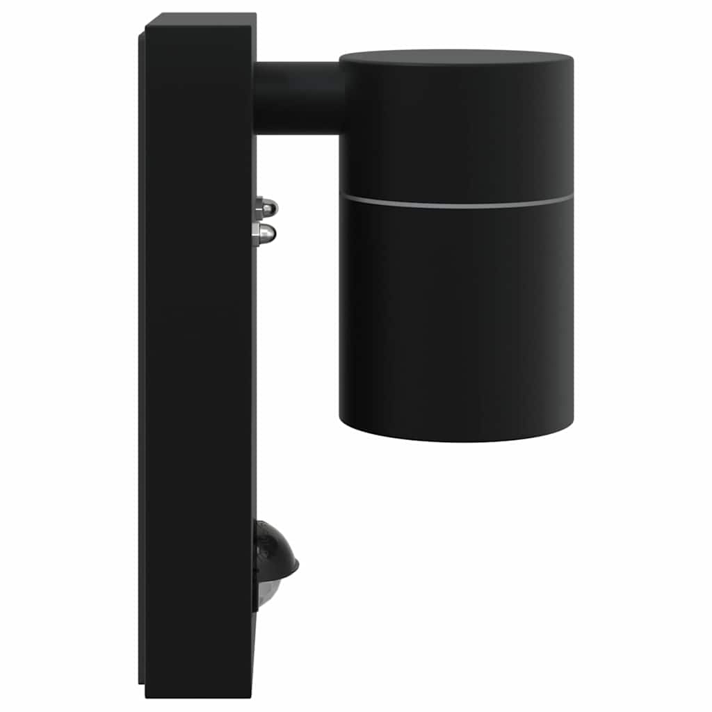 vidaXL Outdoor Wall Light with Sensor Black Stainless Steel IP44