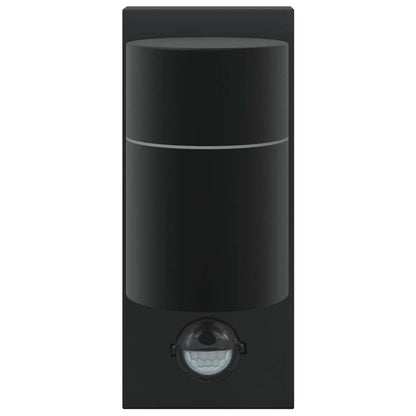 vidaXL Outdoor Wall Lights with Sensor 2 pcs Black Stainless Steel IP44
