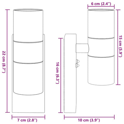 vidaXL Outdoor Wall Light Silver 7 x 10 x 22 cm