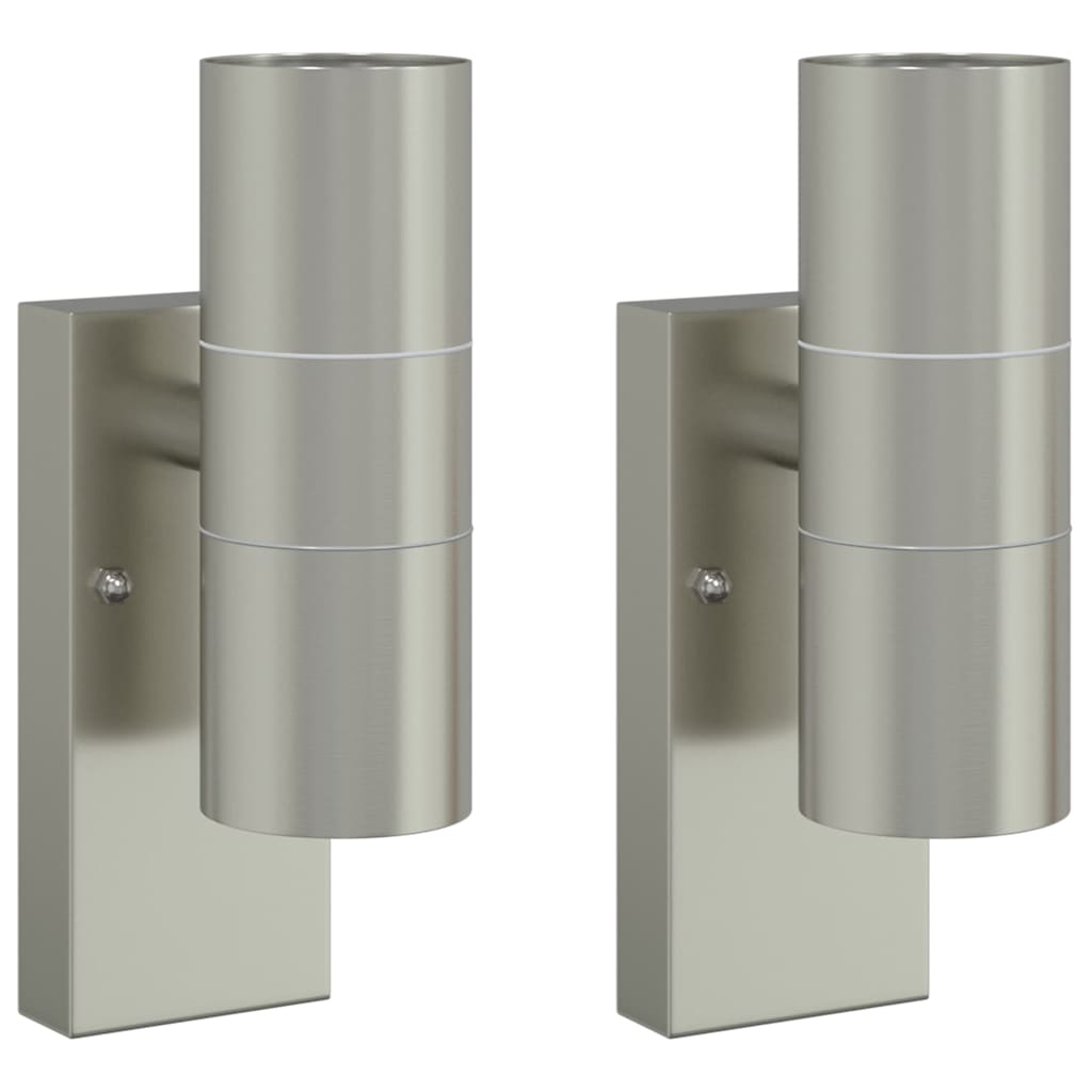 vidaXL Outdoor Wall Light 2 pcs Silver 7 x 10 x 22 cm