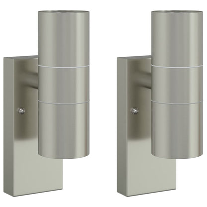 vidaXL Outdoor Wall Light 2 pcs Silver 7 x 10 x 22 cm