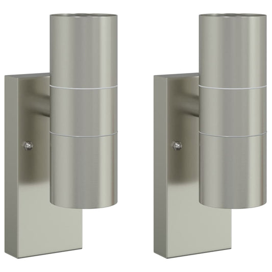 vidaXL Outdoor Wall Light 2 pcs Silver 7 x 10 x 22 cm