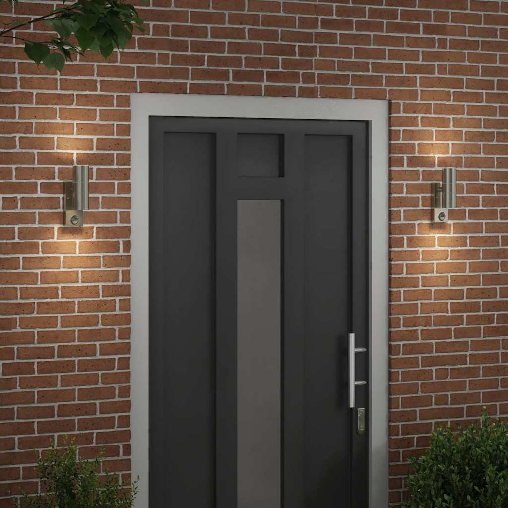 vidaXL Outdoor Wall Light 2 pcs Silver 7 x 10 x 22 cm