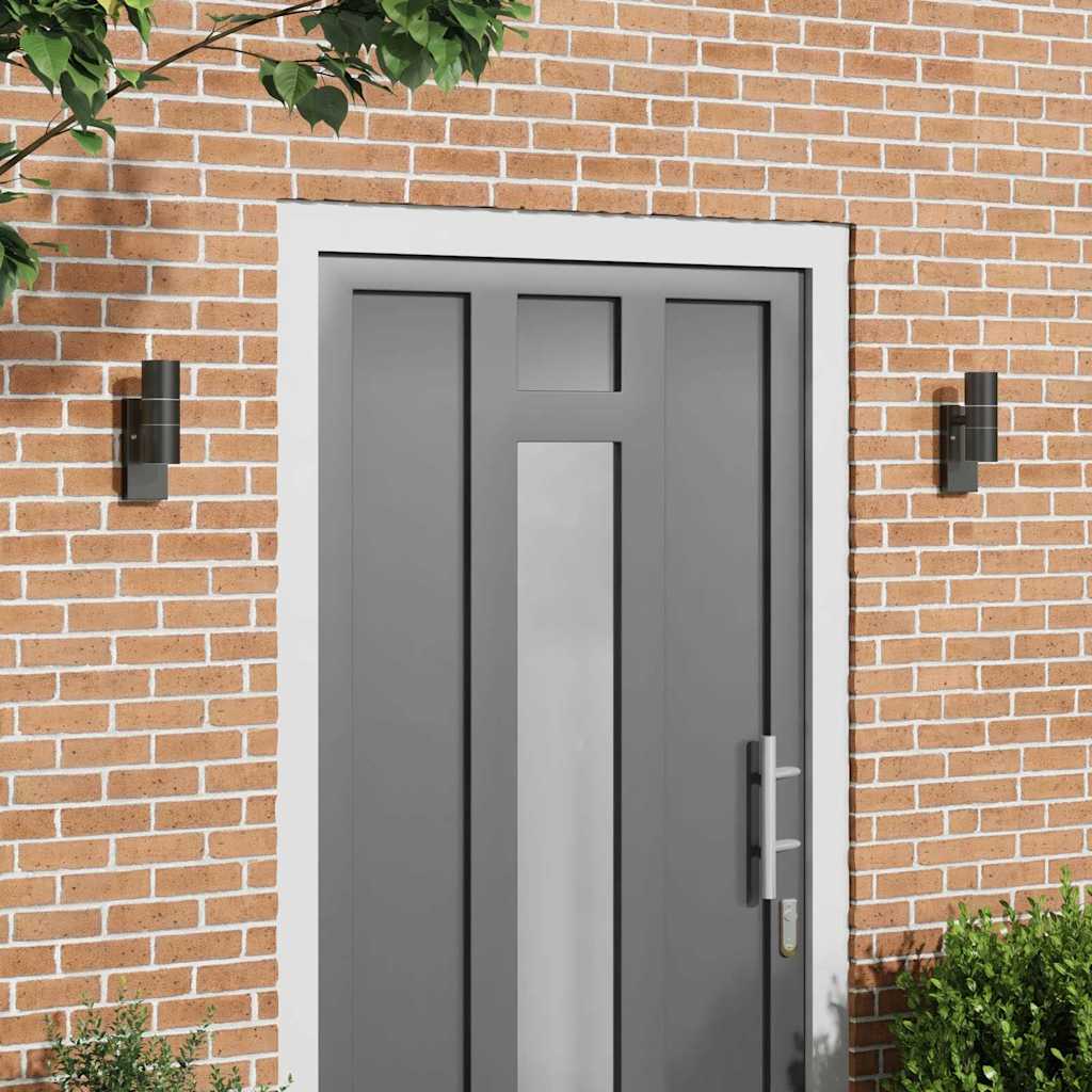 vidaXL Outdoor Wall Lights 2 pcs Black Stainless Steel IP44