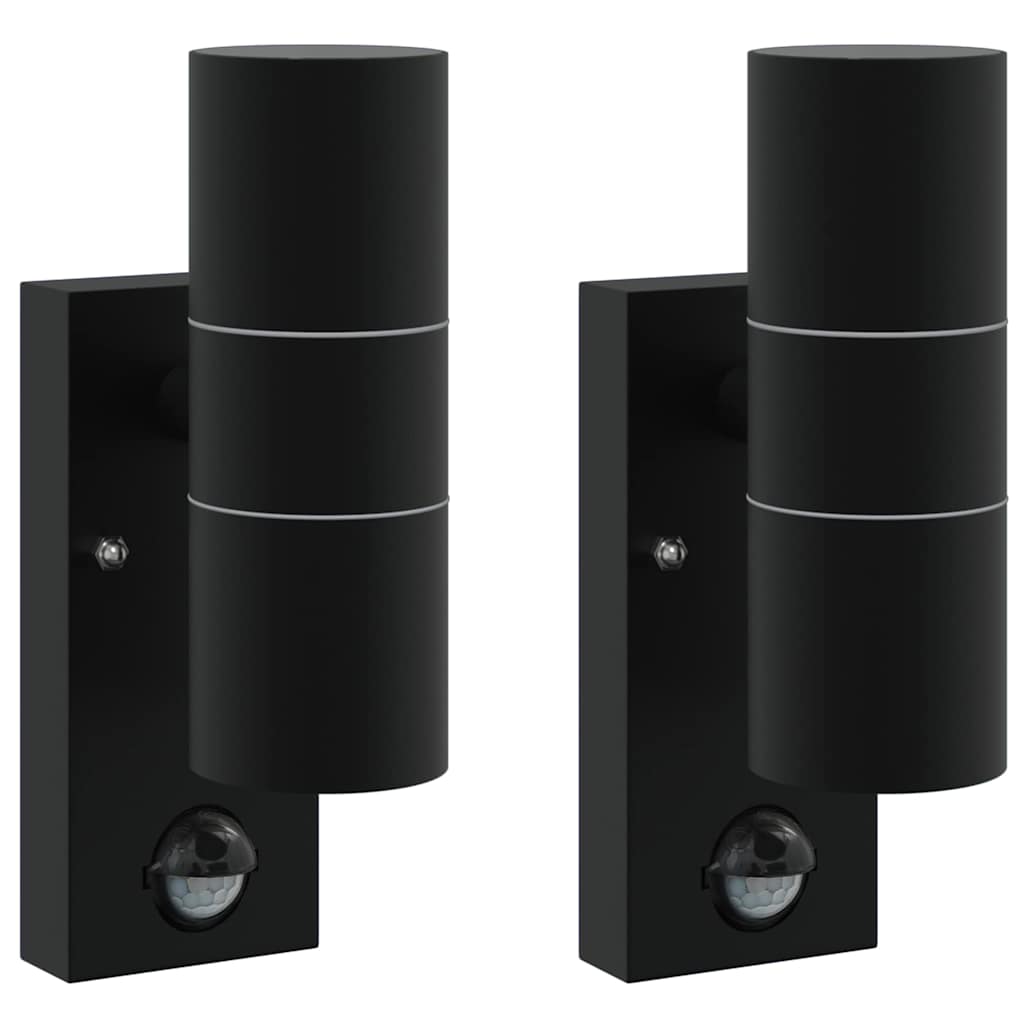 vidaXL Outdoor Wall Light 2 pcs Black 7 x 10 x 22 cm