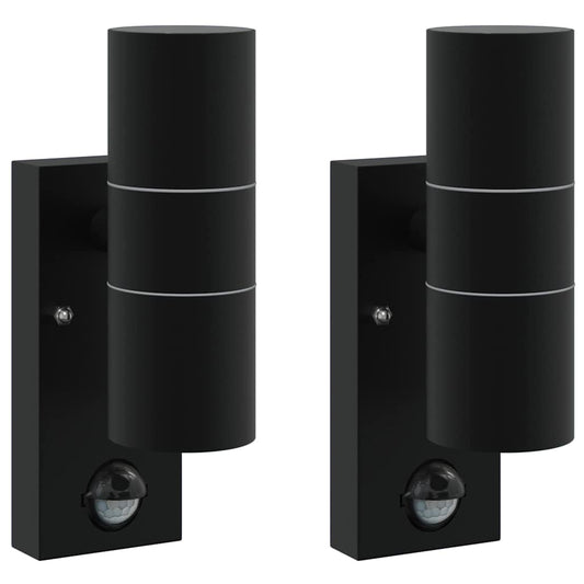 vidaXL Outdoor Wall Light 2 pcs Black 7 x 10 x 22 cm