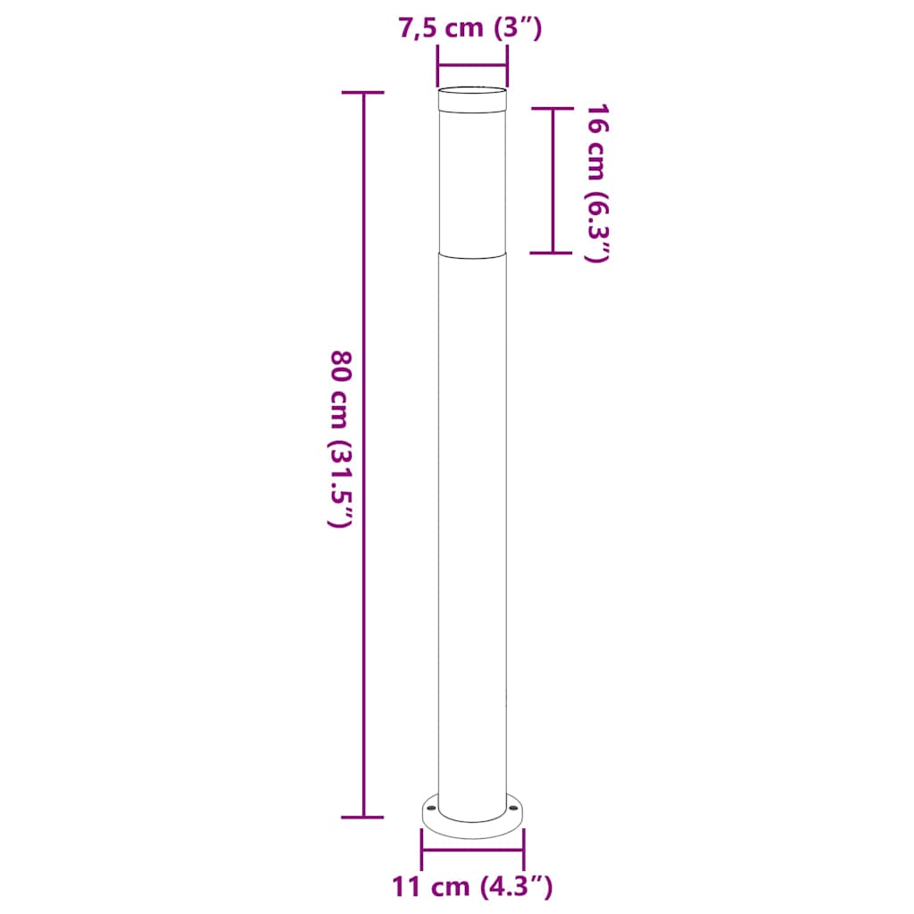 vidaXL Bollard Lights 3pcs 80 cm Stainless Steel IP44
