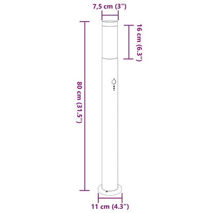 vidaXL Bollard Light with Sensor 80 cm Stainless Steel IP44