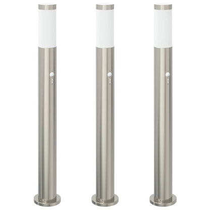 vidaXL Bollard Lights with Sensor 3pcs 80 cm Stainless Steel IP44