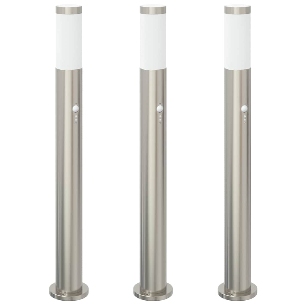 vidaXL Bollard Lights with Sensor 3pcs 80 cm Stainless Steel IP44