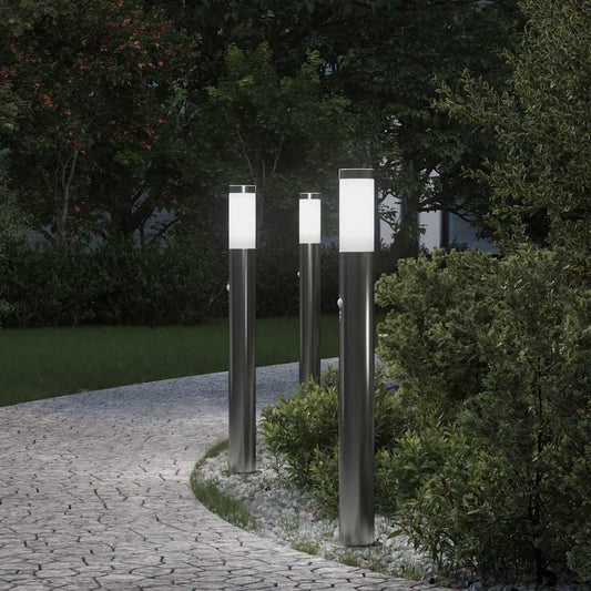vidaXL Bollard Lights with Sensor 3pcs 80 cm Stainless Steel IP44