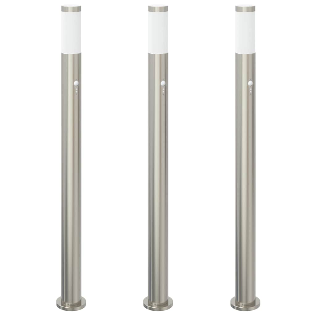 vidaXL Bollard Lights with Sensor 3pcs 110 cm Stainless Steel IP44