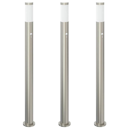 vidaXL Bollard Lights with Sensor 3pcs 110 cm Stainless Steel IP44