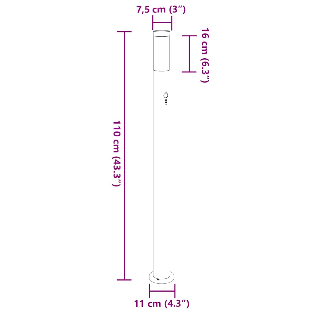 vidaXL Bollard Lights with Sensor 3pcs 110 cm Stainless Steel IP44