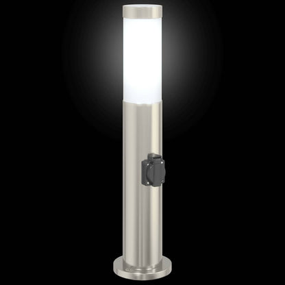 vidaXL Bollard Light with Outlet 50 cm Stainless Steel IP44