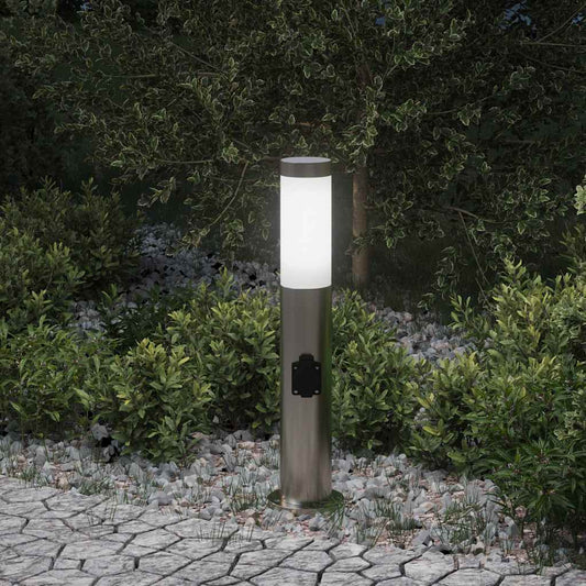 vidaXL Bollard Light with Outlet 50 cm Stainless Steel IP44