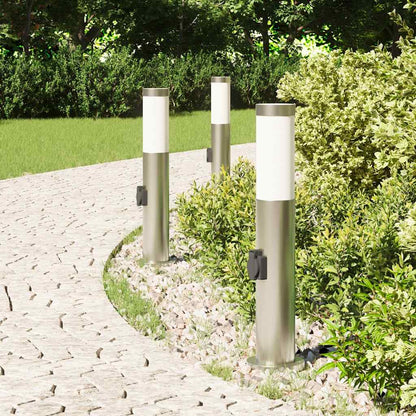vidaXL Bollard Lights with Outlet 3pcs 50 cm Stainless Steel IP44
