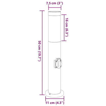 vidaXL Bollard Lights with Outlet 3pcs 50 cm Stainless Steel IP44