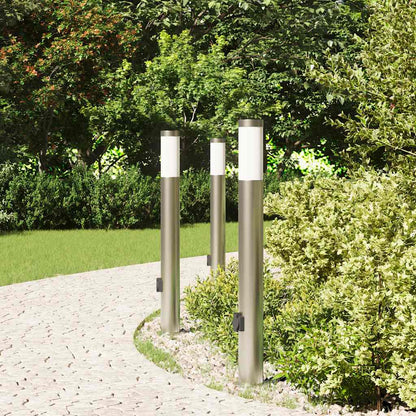 vidaXL Bollard Lights with Outlet 3pcs 80 cm Stainless Steel IP44