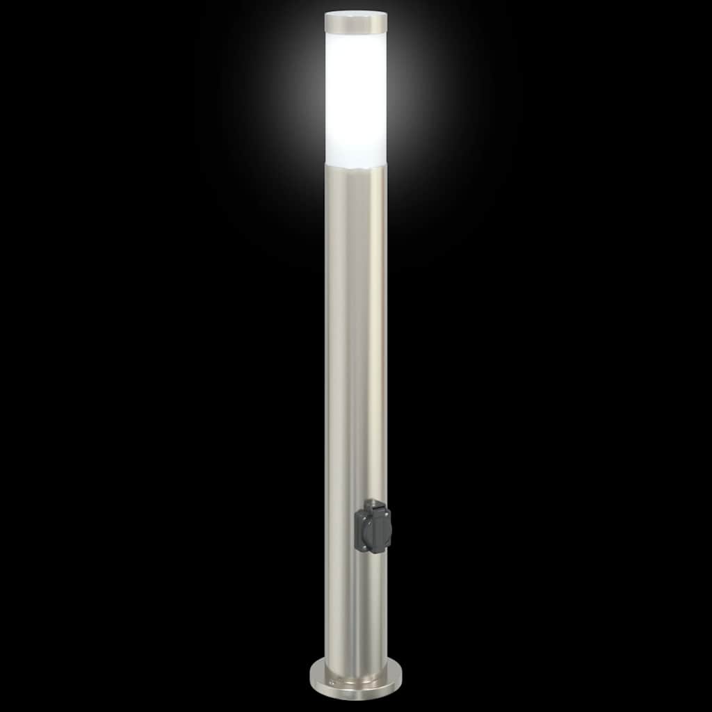 vidaXL Bollard Lights with Outlet 3pcs 80 cm Stainless Steel IP44