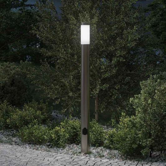 vidaXL Bollard Light with Outlet 110 cm Stainless Steel IP44