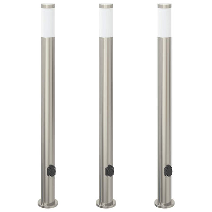 vidaXL Bollard Lights with Outlet 3pcs 110 cm Stainless Steel IP44