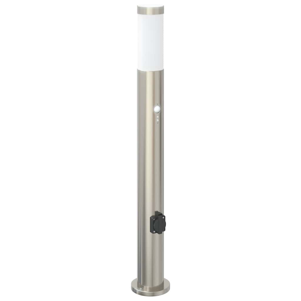 vidaXL Bollard Lights with Sensor&Outlet 3pcs 80 cm Stainless Steel IP44