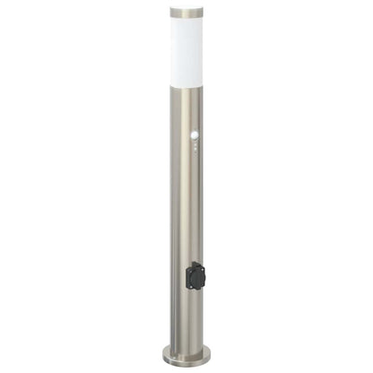 vidaXL Bollard Lights with Sensor&Outlet 3pcs 80 cm Stainless Steel IP44