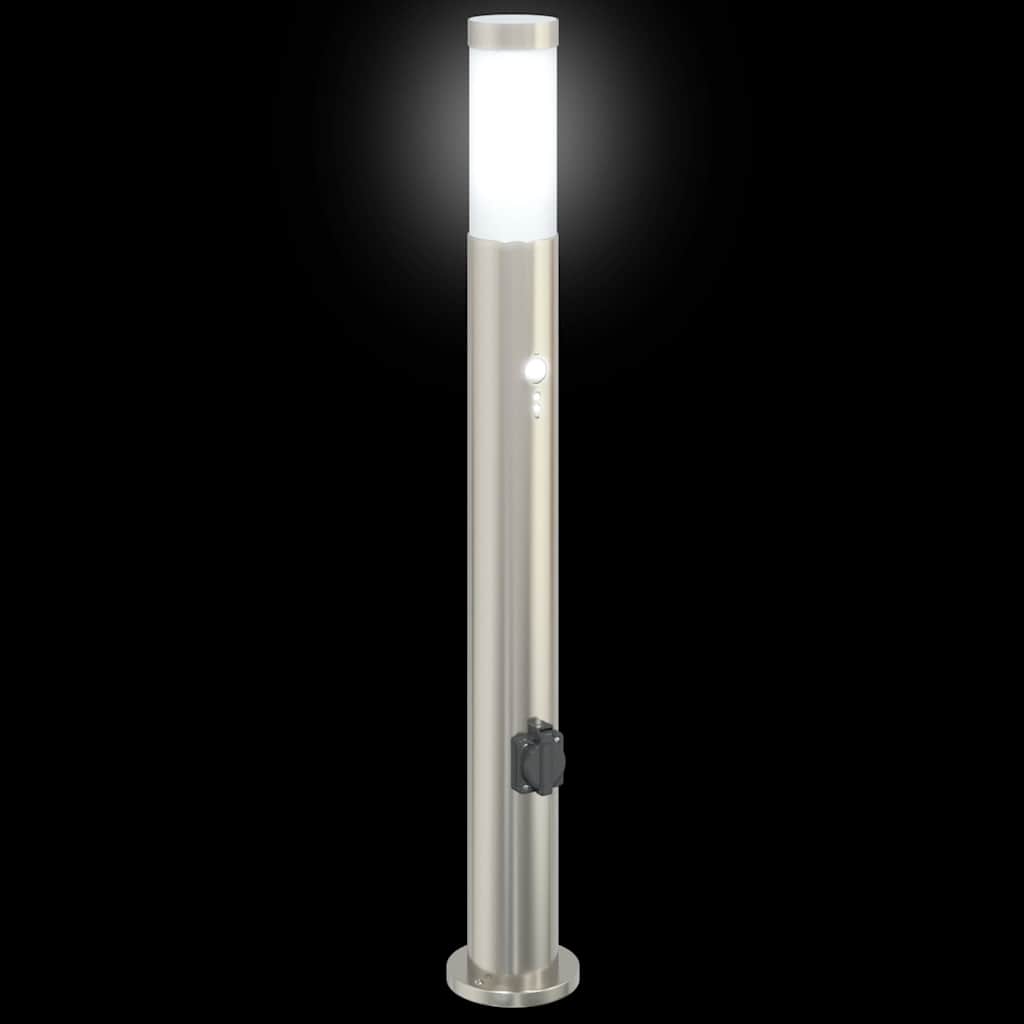 vidaXL Bollard Lights with Sensor&Outlet 3pcs 80 cm Stainless Steel IP44