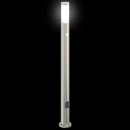 vidaXL Bollard Lights with Sensor&Outlet 3pcs 110 cm Stainless Steel IP44