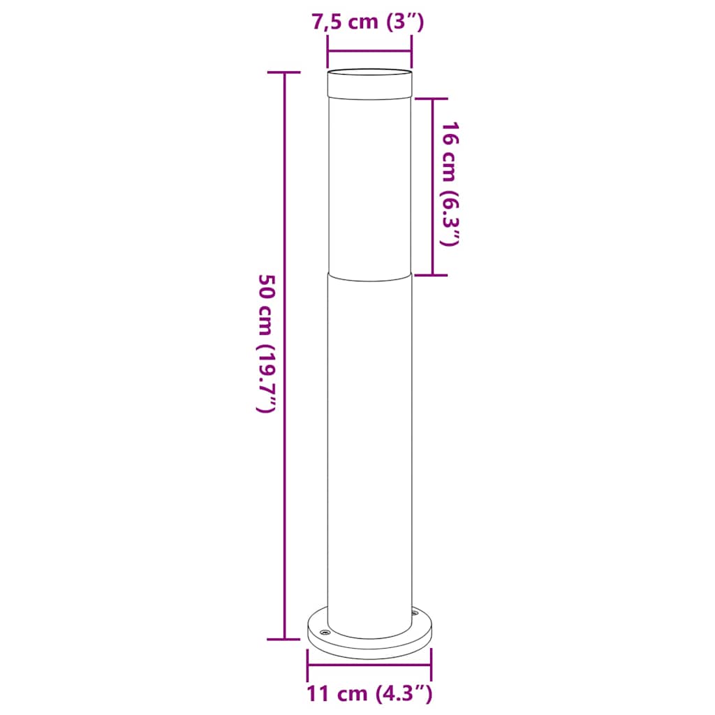 vidaXL Bollard Light 50 cm Stainless Steel IP44