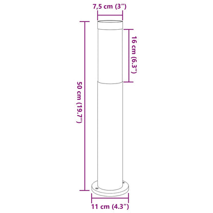 vidaXL Bollard Lights 3pcs 50 cm Stainless Steel IP44