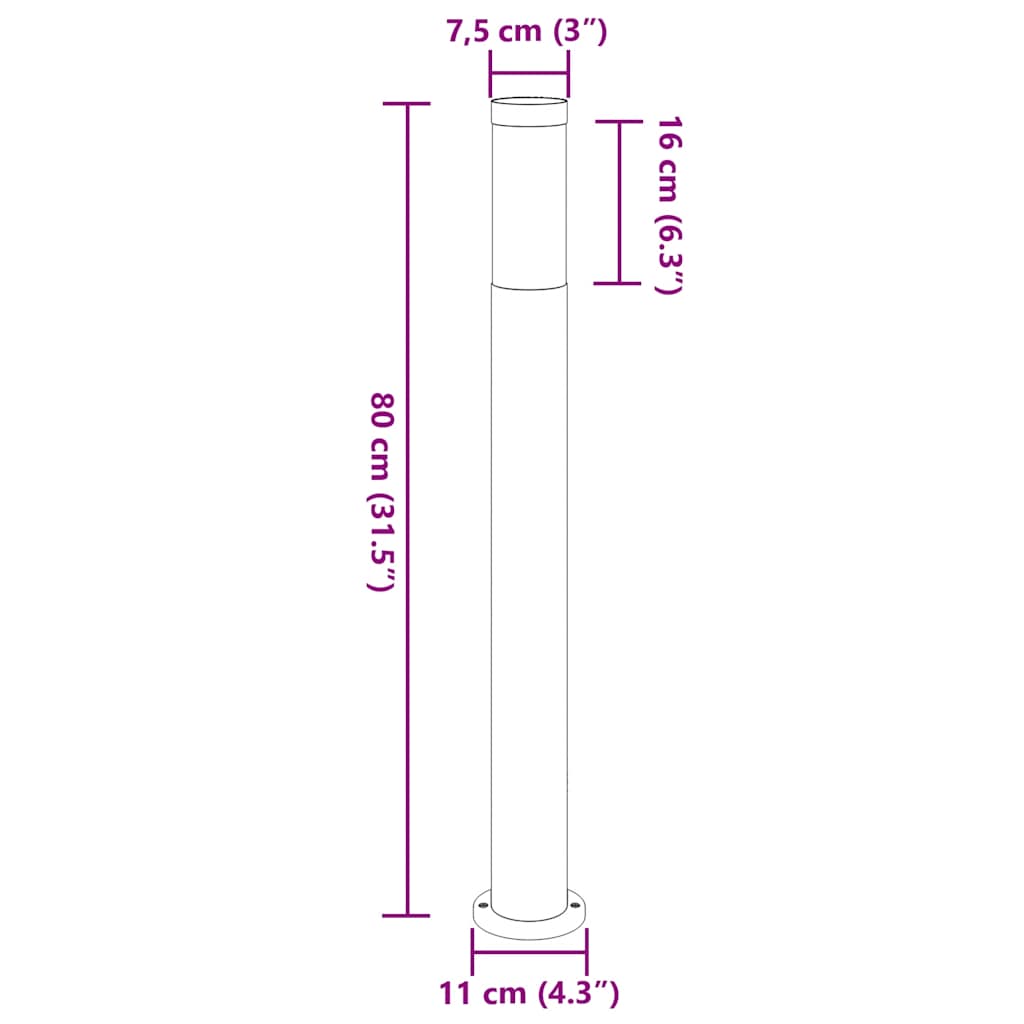 vidaXL Bollard Light 80 cm Stainless Steel IP44