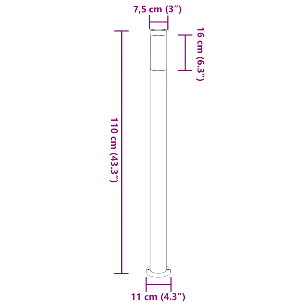 vidaXL Bollard Light 110 cm Stainless Steel IP44