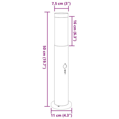 vidaXL Bollard Light with Sensor 50 cm Stainless Steel IP44