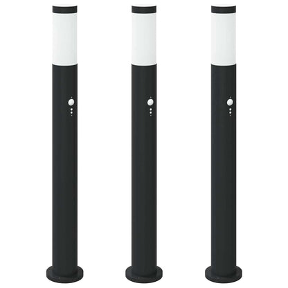 vidaXL Bollard Lights with Sensor 3pcs 80 cm Stainless Steel IP44