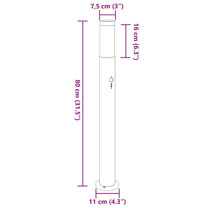vidaXL Bollard Lights with Sensor 3pcs 80 cm Stainless Steel IP44