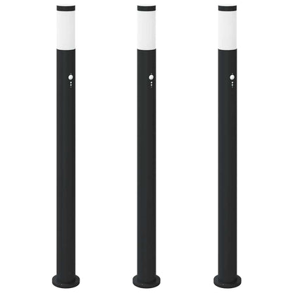 vidaXL Bollard Lights with Sensor 3pcs 110 cm Stainless Steel IP44