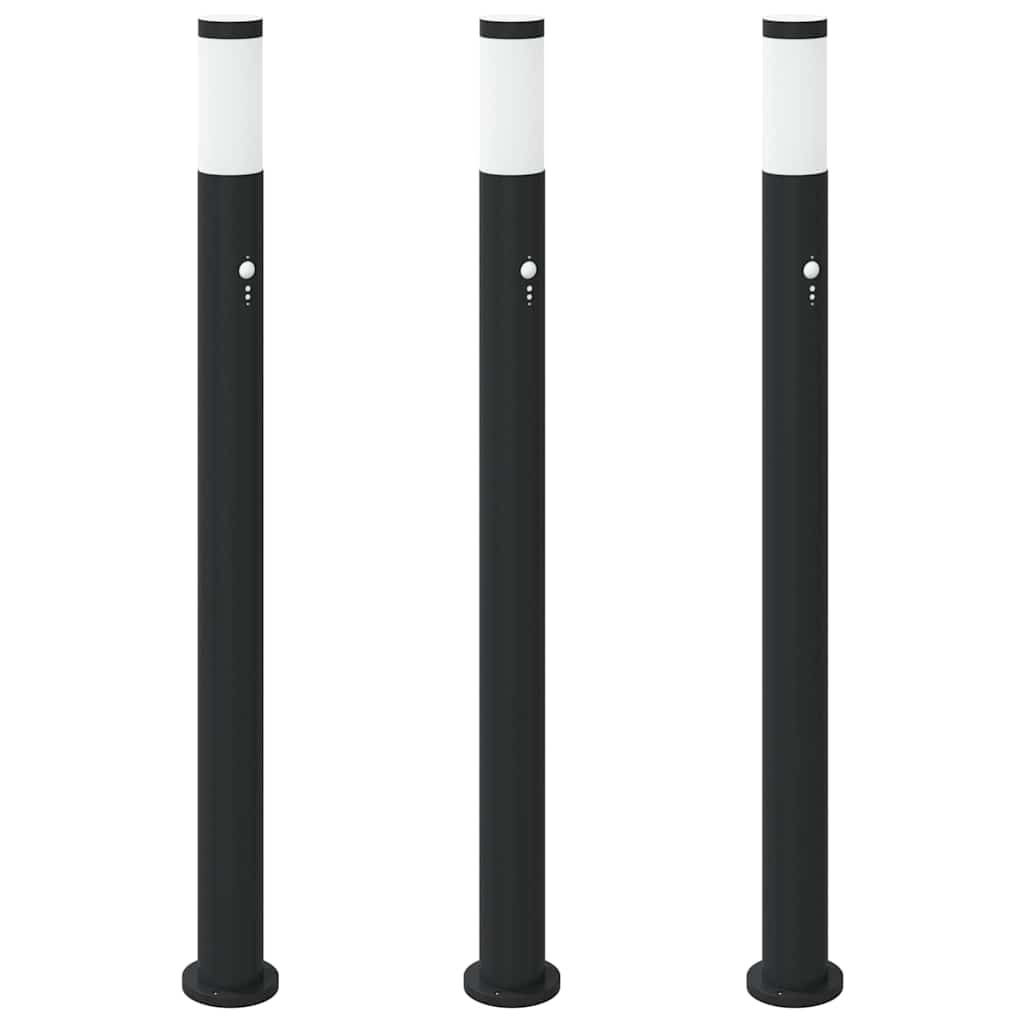 vidaXL Bollard Lights with Sensor 3pcs 110 cm Stainless Steel IP44
