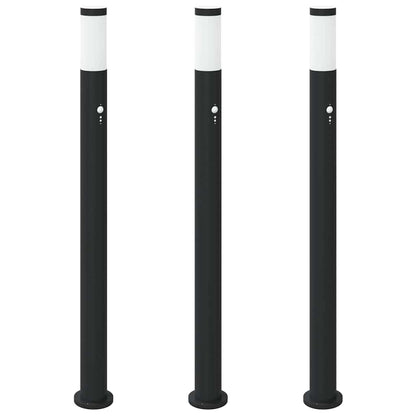 vidaXL Bollard Lights with Sensor 3pcs 110 cm Stainless Steel IP44