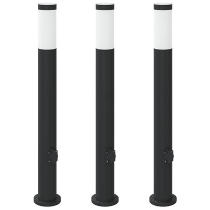 vidaXL Bollard Lights with Outlet 3pcs 80 cm Stainless Steel IP44