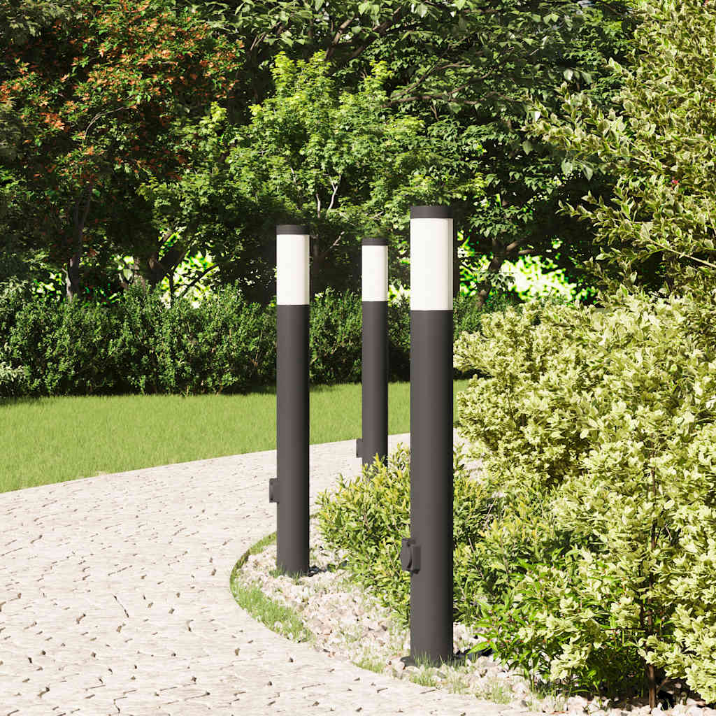vidaXL Bollard Lights with Outlet 3pcs 80 cm Stainless Steel IP44