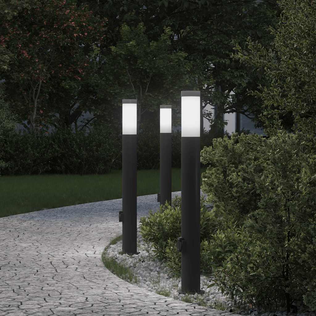 vidaXL Bollard Lights with Outlet 3pcs 80 cm Stainless Steel IP44