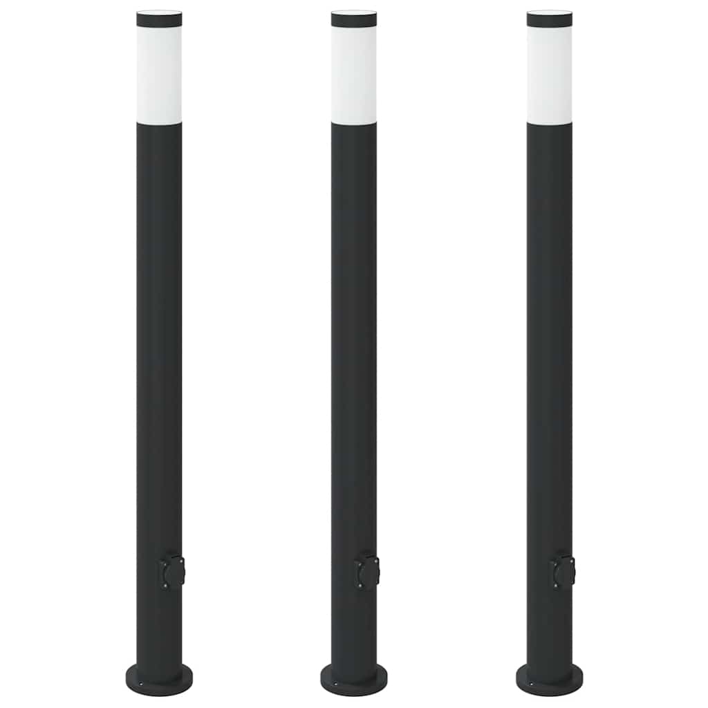 vidaXL Bollard Lights with Outlet 3pcs 110 cm Stainless Steel IP44