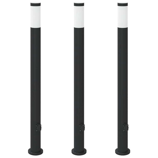 vidaXL Bollard Lights with Outlet 3pcs 110 cm Stainless Steel IP44