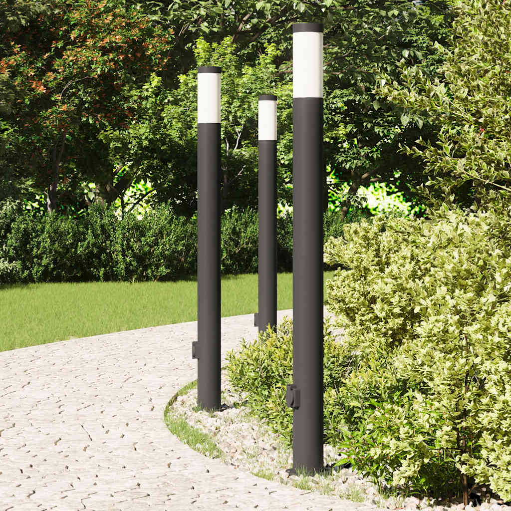 vidaXL Bollard Lights with Outlet 3pcs 110 cm Stainless Steel IP44