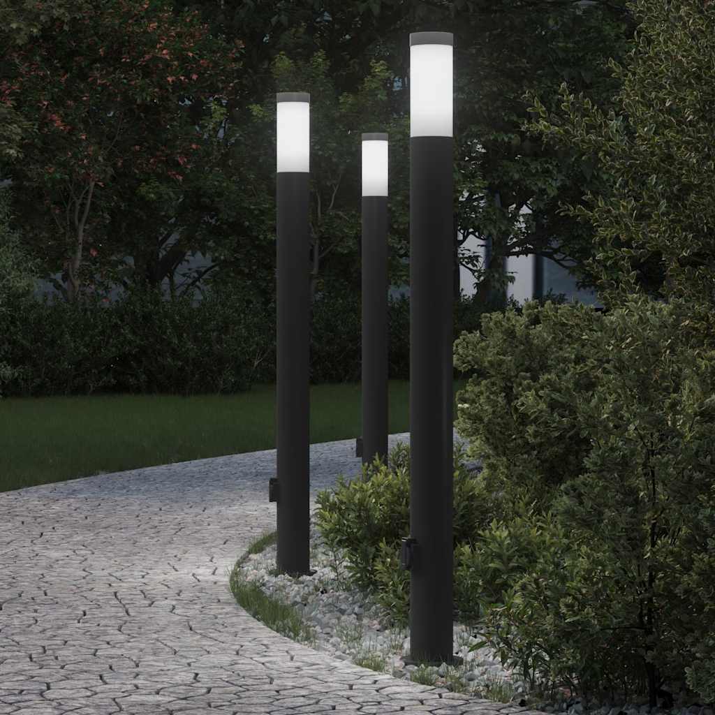 vidaXL Bollard Lights with Outlet 3pcs 110 cm Stainless Steel IP44