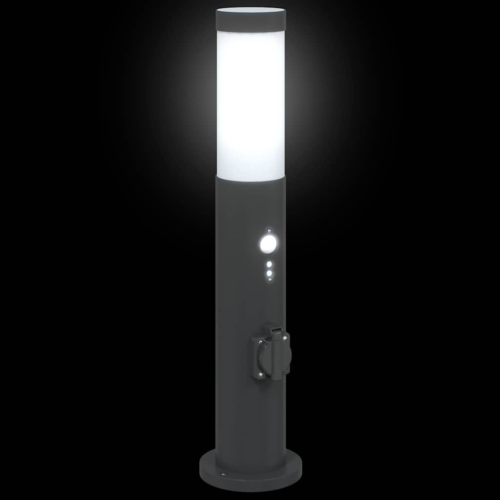vidaXL Bollard Lights with Sensor&Outlet 3pcs 50 cm Stainless Steel IP44