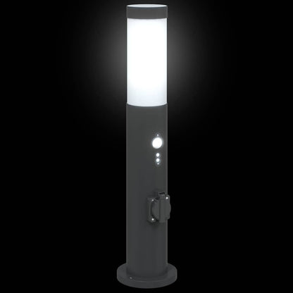 vidaXL Bollard Lights with Sensor&Outlet 3pcs 50 cm Stainless Steel IP44